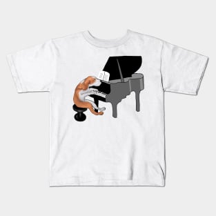 Dog Playing Piano Funny Kids T-Shirt